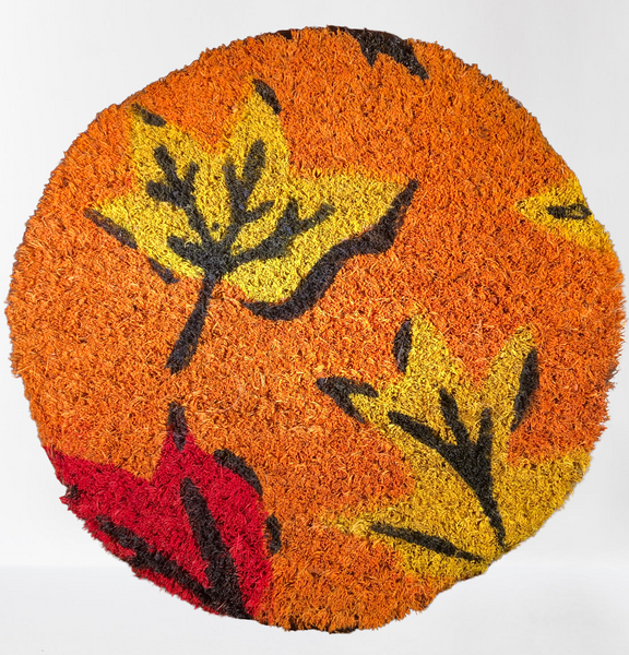 Mat Insert: 9 Inch Round for 24 X 36 rubber mat  Fall Leaves