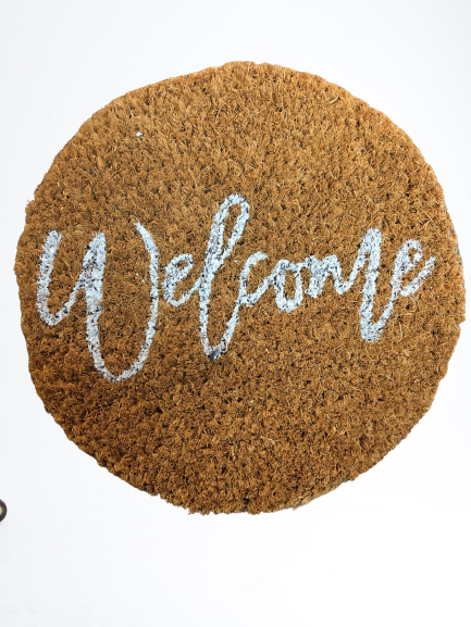 Mat Insert:  9 inch Round, Welcome for 24 X 36 Inch Mat