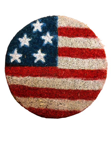 Mat Insert:  9 inch Round, American Flag,  for 24 X 36 Inch Mat